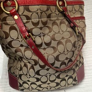 Coach Signature Bag w/ Red Trim